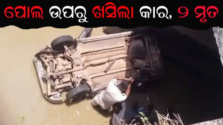 ପୋଲ ଉପରୁ ଖସିଲା କାର, ୨ ମୃତ