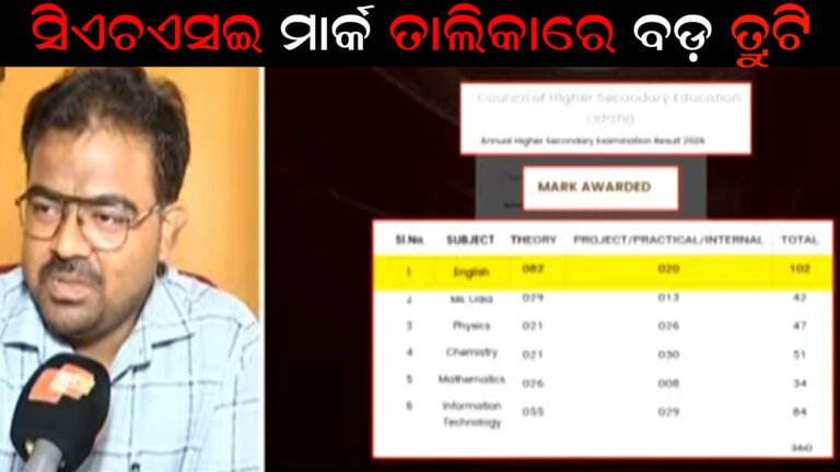 ସିଏଚଏସଇ ମାର୍କ ତାଲିକାରେ ବଡ଼ ତ୍ରୁଟି